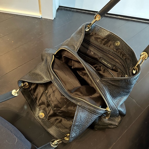 MICHAEL Michael Kors Raven Large Leather Shoulder Bag, Black/Gold - Picture 10 of 10